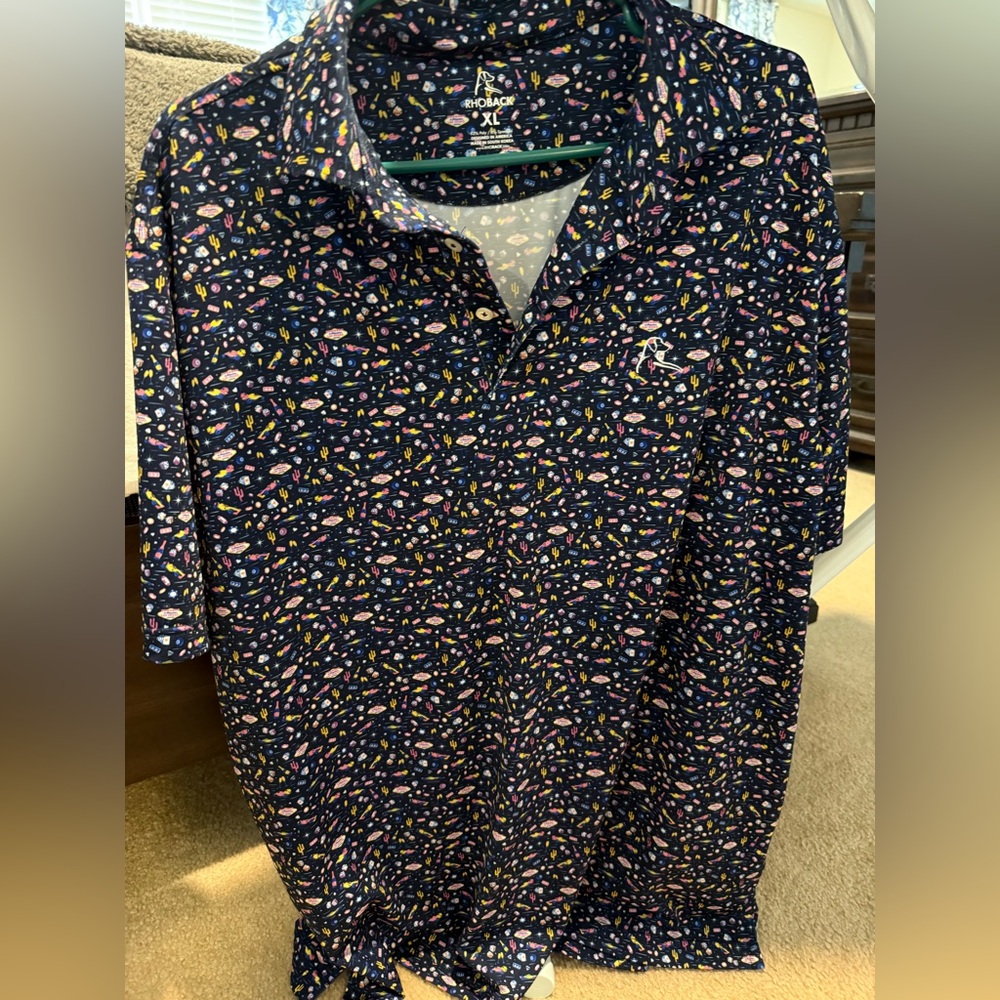 Rhoback Navy Polo with Las Vegas Print
